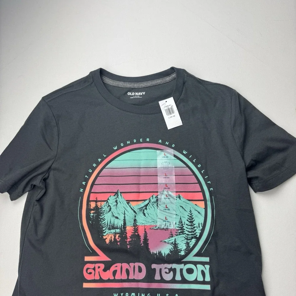 Old Navy Boys L 10 12 Grand Teton Graphic T Shirt Wyoming National Park NWT